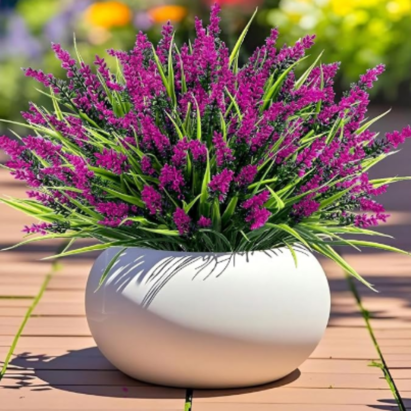 10pcs 14.5" Artificial Lavender & Monkey Grass Flowers Realistic Stems