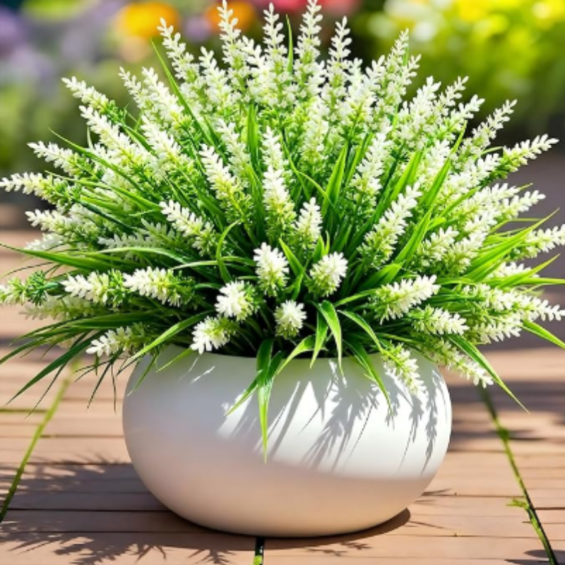 10pcs 14.5" Artificial Lavender & Monkey Grass Flowers Realistic Stems