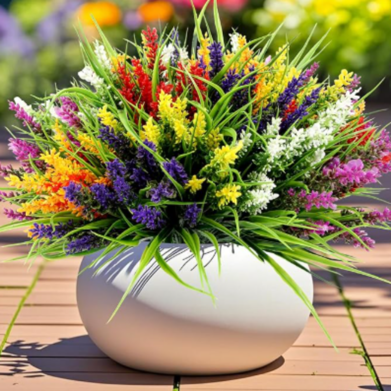 10pcs 14.5" Artificial Lavender & Monkey Grass Flowers Realistic Stems