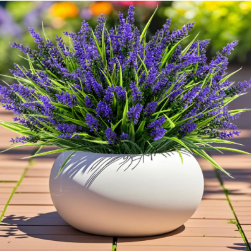 10pcs 14.5" Artificial Lavender & Monkey Grass Flowers Realistic Stems