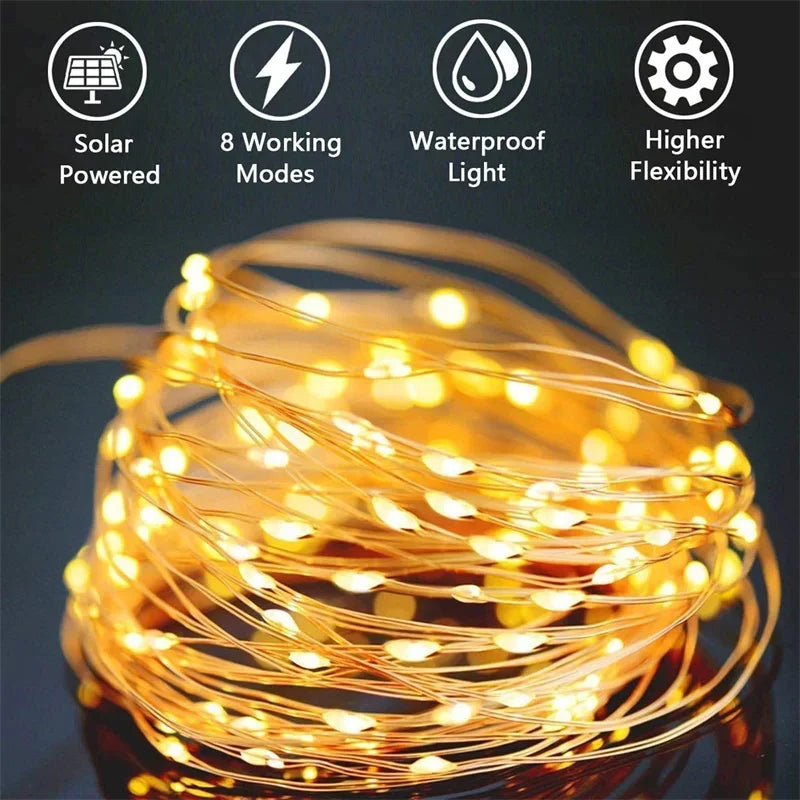 Solar LED Light Outdoor Festoon Lamp Garden Fairy Light String Led