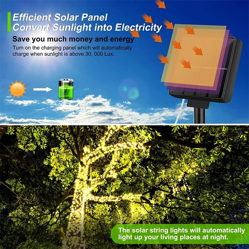 Solar LED Light Outdoor Festoon Lamp Garden Fairy Light String Led