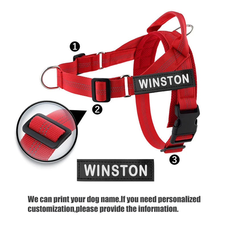 Personalized Reflective No Pull Harness for Small Medium Dogs
