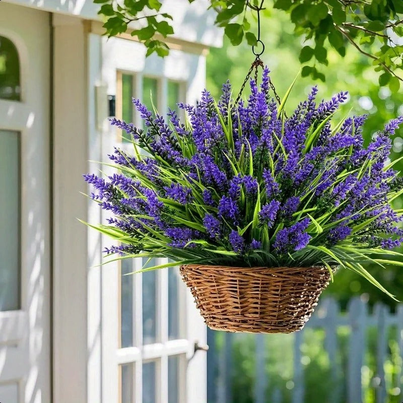 10pcs 14.5" Artificial Lavender & Monkey Grass Flowers Realistic Stems