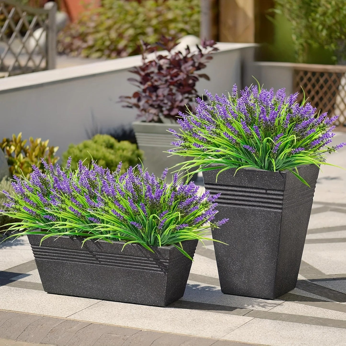 10pcs 14.5" Artificial Lavender & Monkey Grass Flowers Realistic Stems