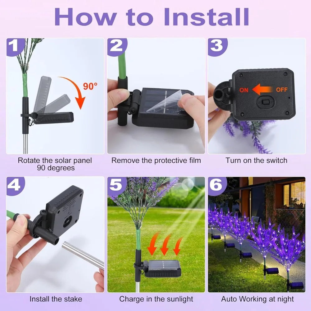 IP65 waterproof Lavender Solar Garden Lights